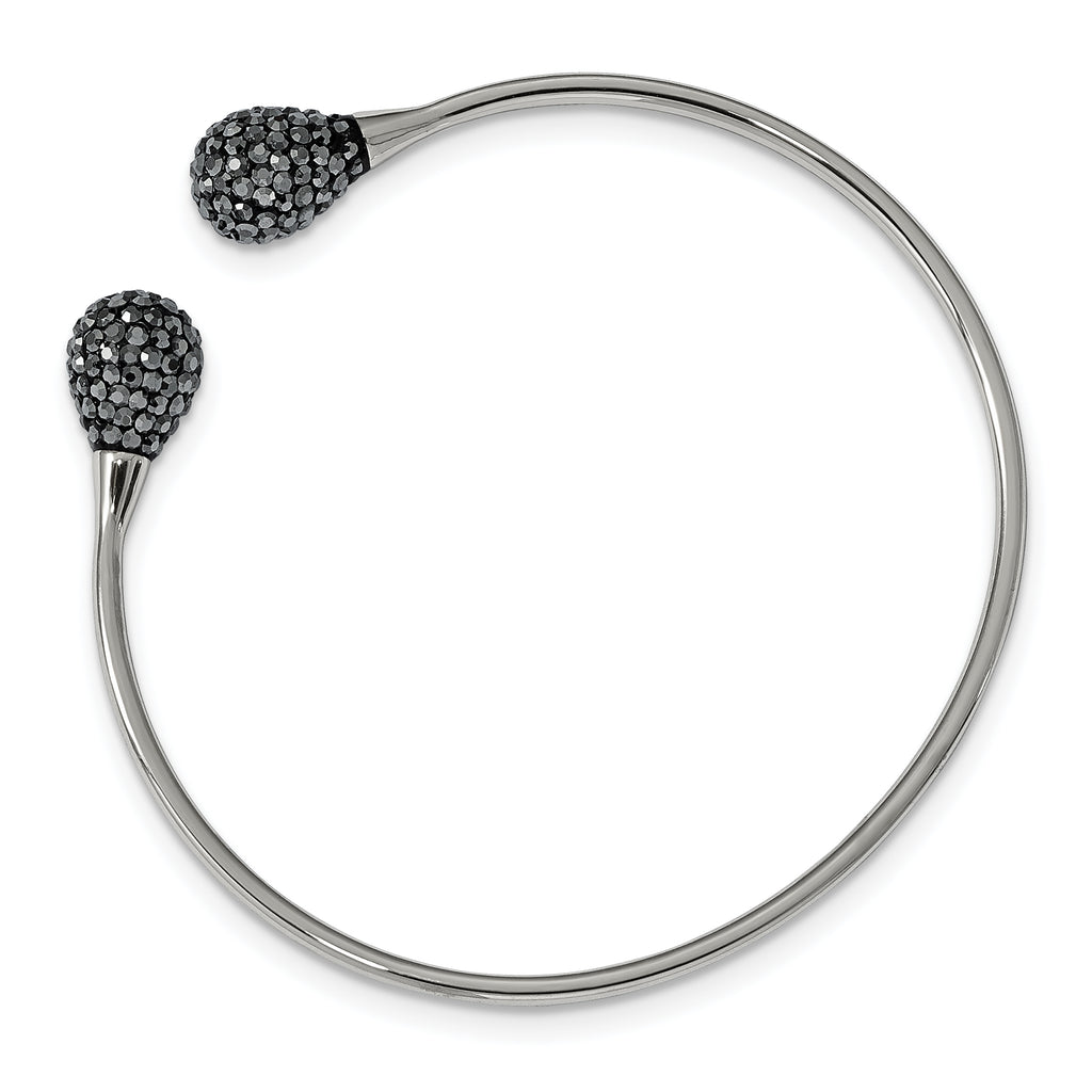Stainless Steel Polished with Hematite Flexible Cuff Bangle Bracelet for Women