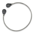 Stainless Steel Polished with Hematite Flexible Cuff Bangle Bracelet for Women