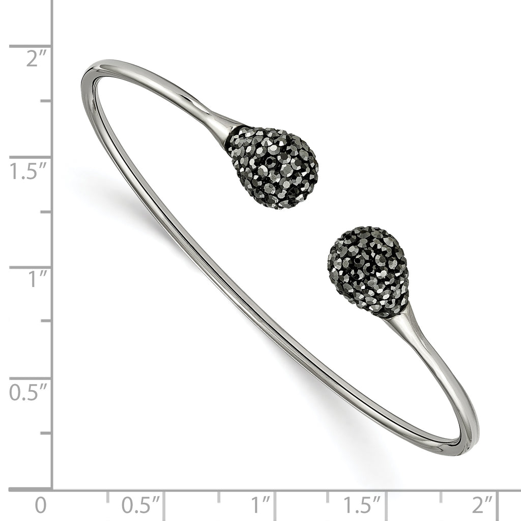 Stainless Steel Polished with Hematite Flexible Cuff Bangle Bracelet for Women