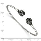 Stainless Steel Polished with Hematite Flexible Cuff Bangle Bracelet for Women