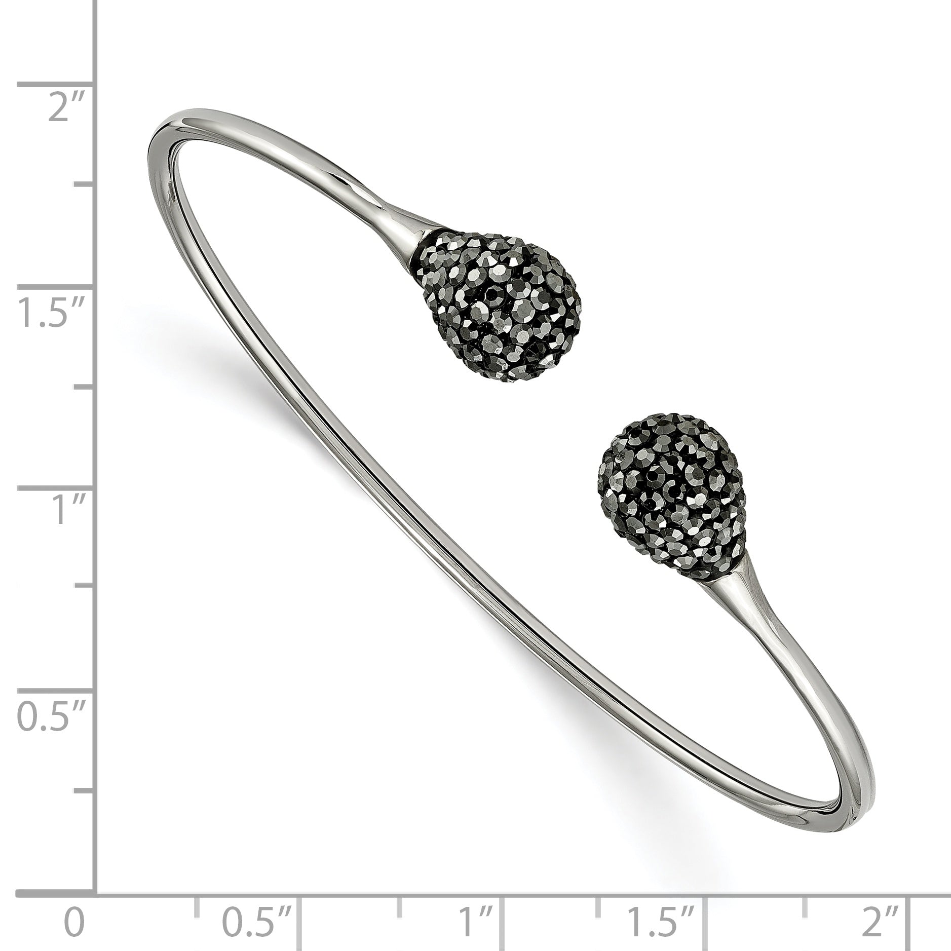 Stainless Steel Polished with Hematite Flexible Cuff Bangle Bracelet for Women