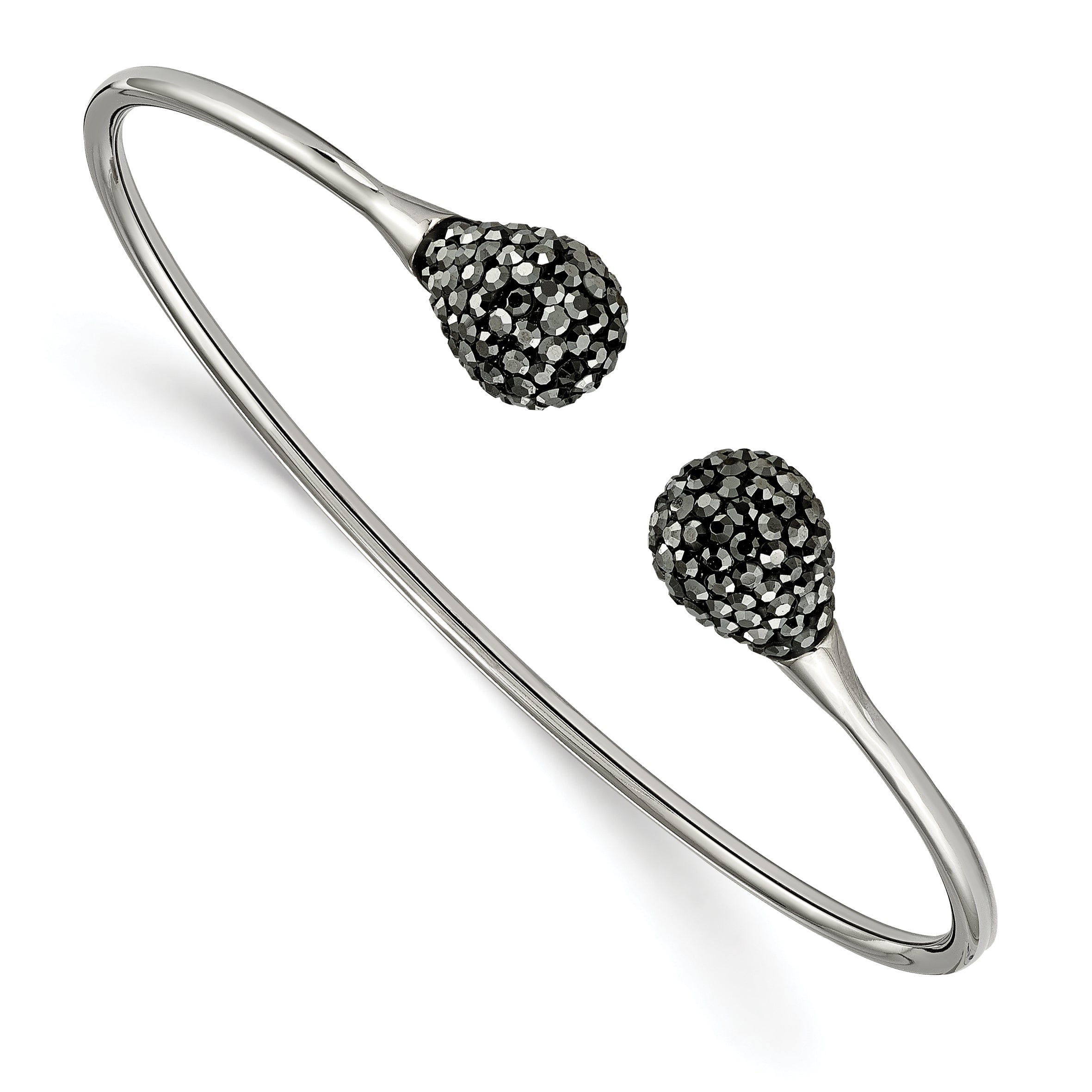 Stainless Steel Polished with Hematite Flexible Cuff Bangle Bracelet for Women Main image