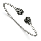 Stainless Steel Polished with Hematite Flexible Cuff Bangle Bracelet for Women