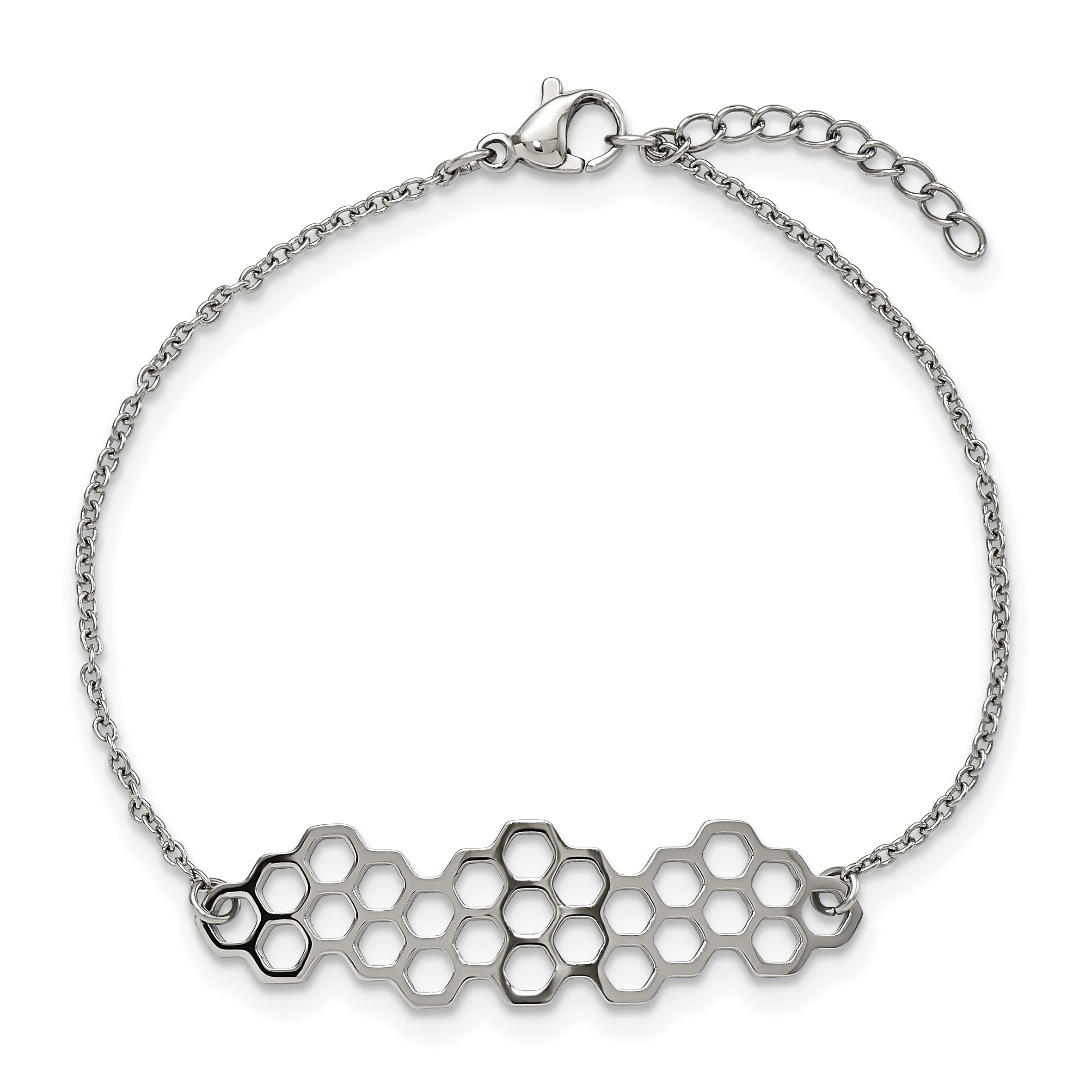 Stainless Steel Polished Honeycomb with ext. Bracelet for Women