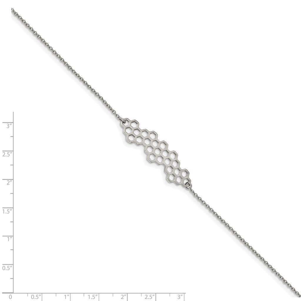 Stainless Steel Polished Honeycomb with ext. Bracelet for Women