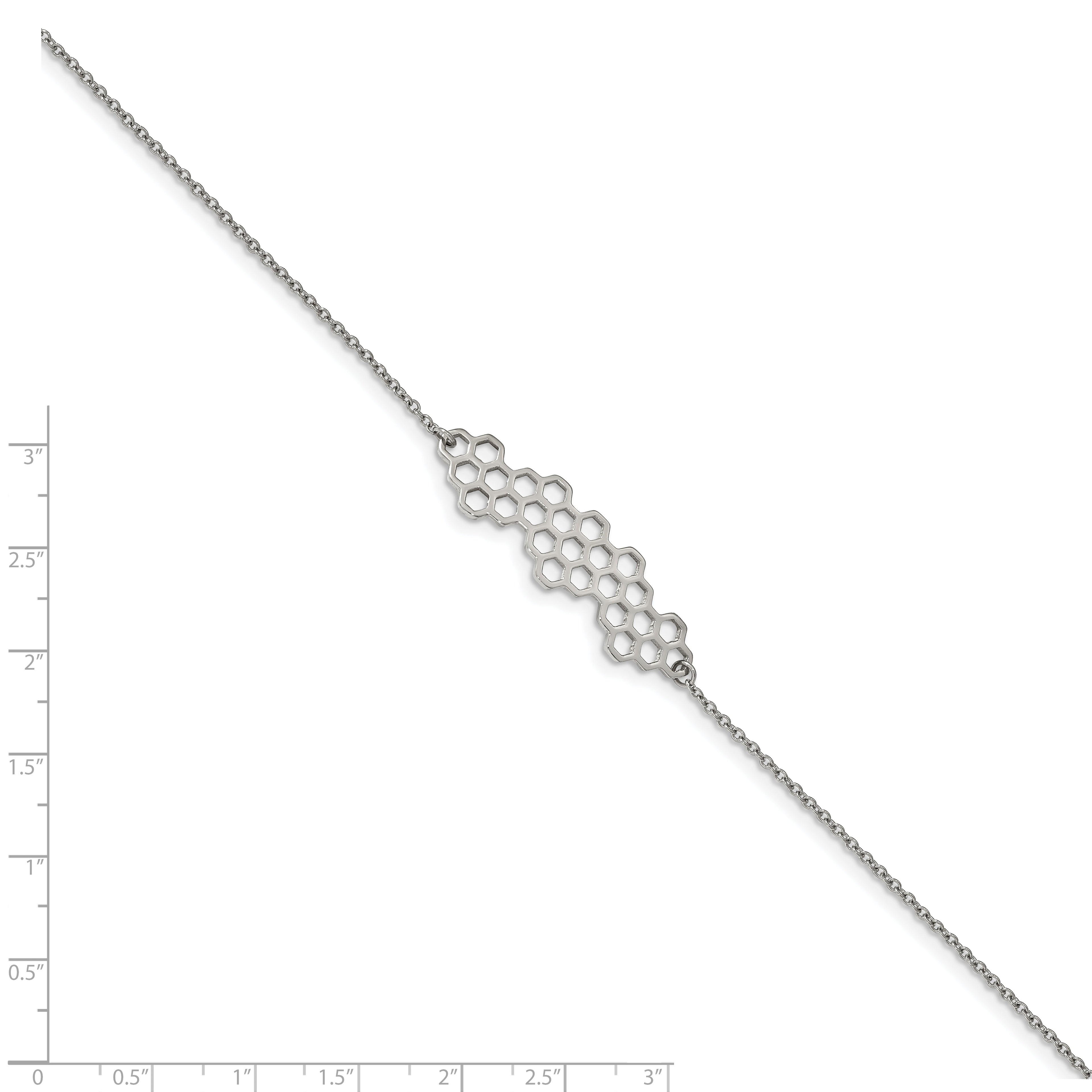 Stainless Steel Polished Honeycomb with ext. Bracelet for Women