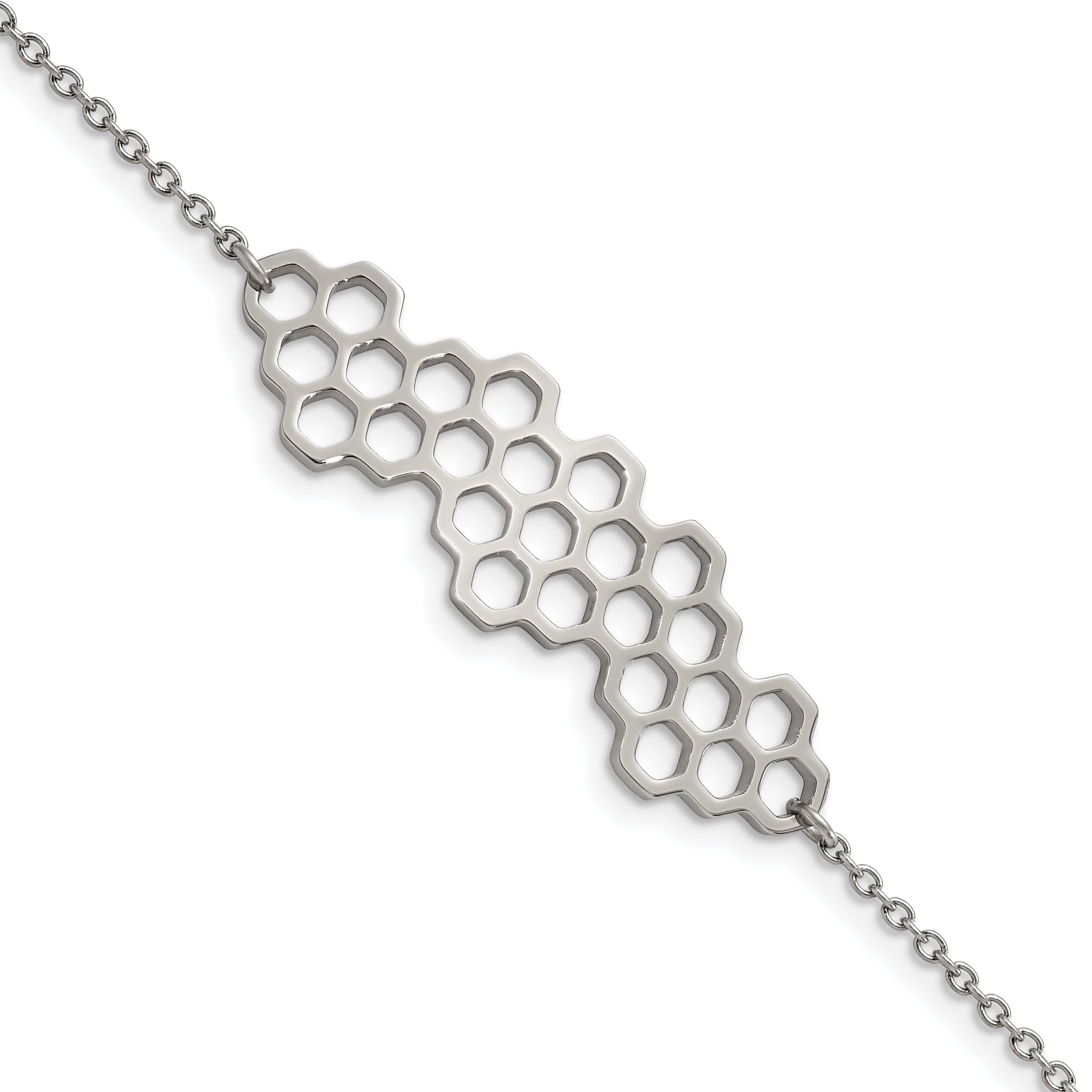 Stainless Steel Polished Honeycomb with ext. Bracelet for Women Main image