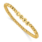 Stainless Steel Antiqued and Polished Yellow IP-plated Love 4mm Beaded Stretch Bracelet for Women