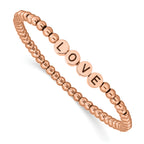 Stainless Steel Antiqued and Polished Rose IP-plated Love 4mm Stretch Bracelet for Women