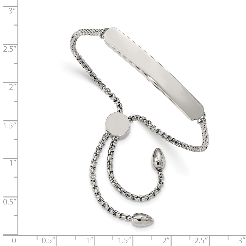 Stainless Steel Polished Adjustable ID Bracelet for Women