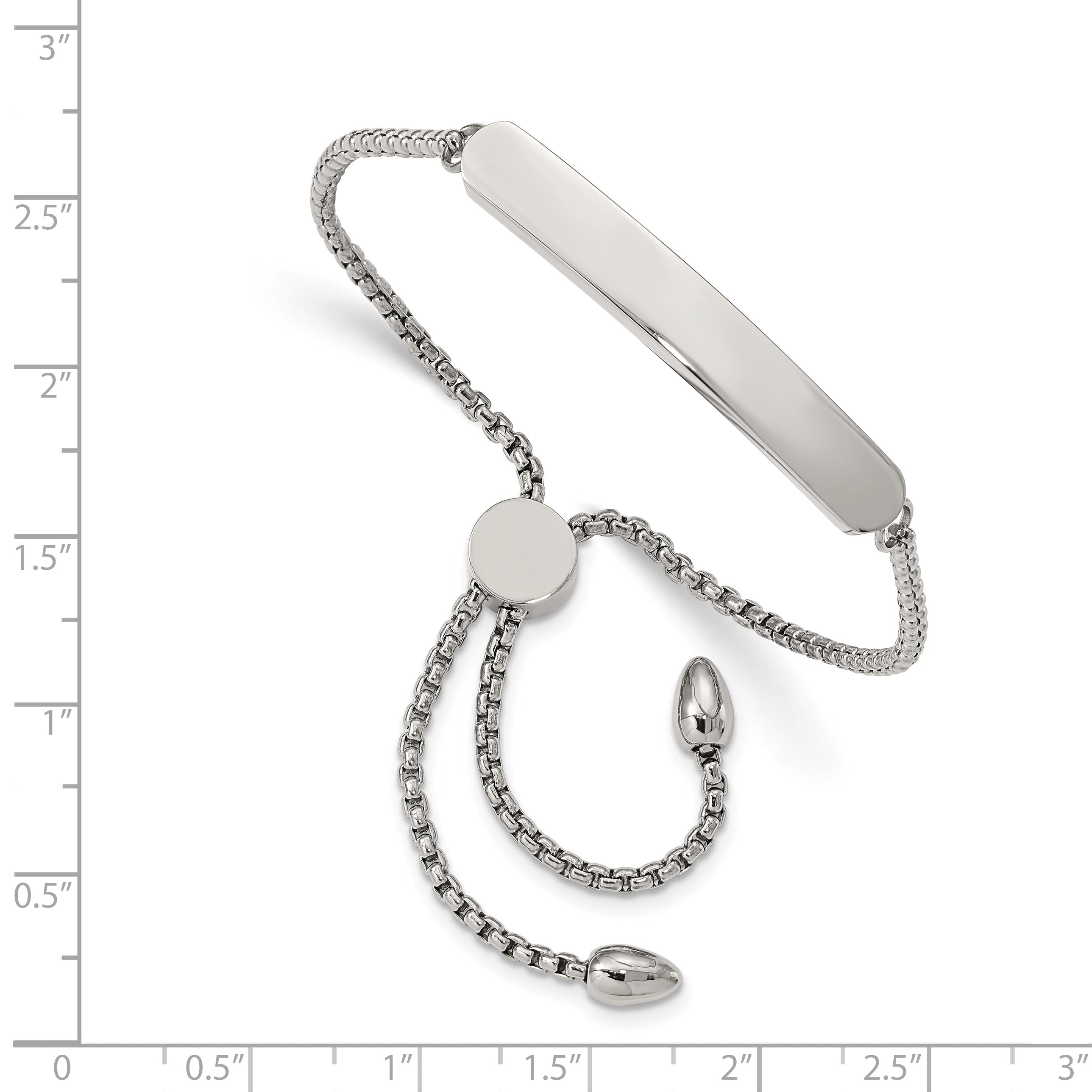 Stainless Steel Polished Adjustable ID Bracelet for Women