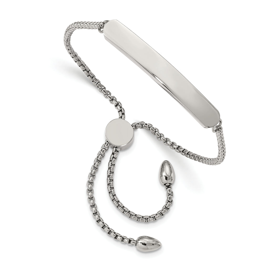 Stainless Steel Polished Adjustable ID Bracelet for Women
