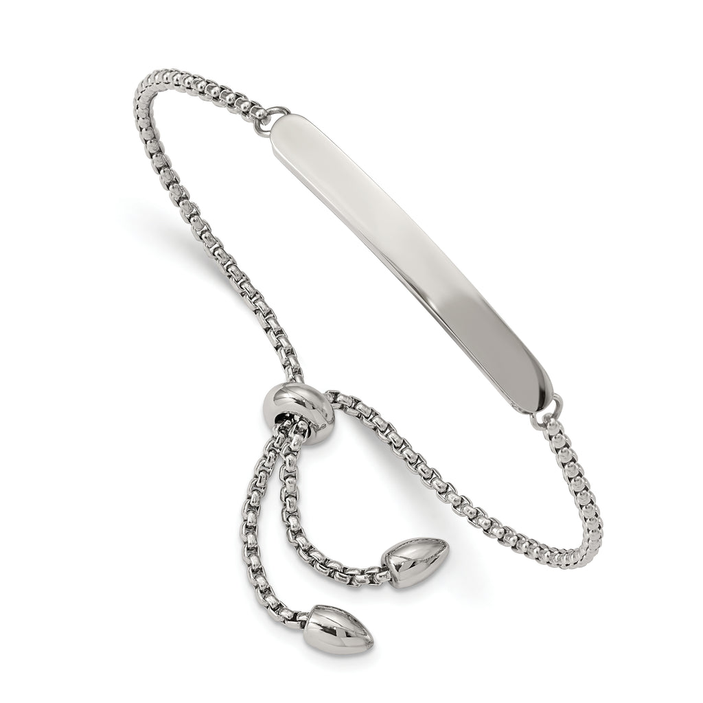 Stainless Steel Polished Adjustable ID Bracelet for Women