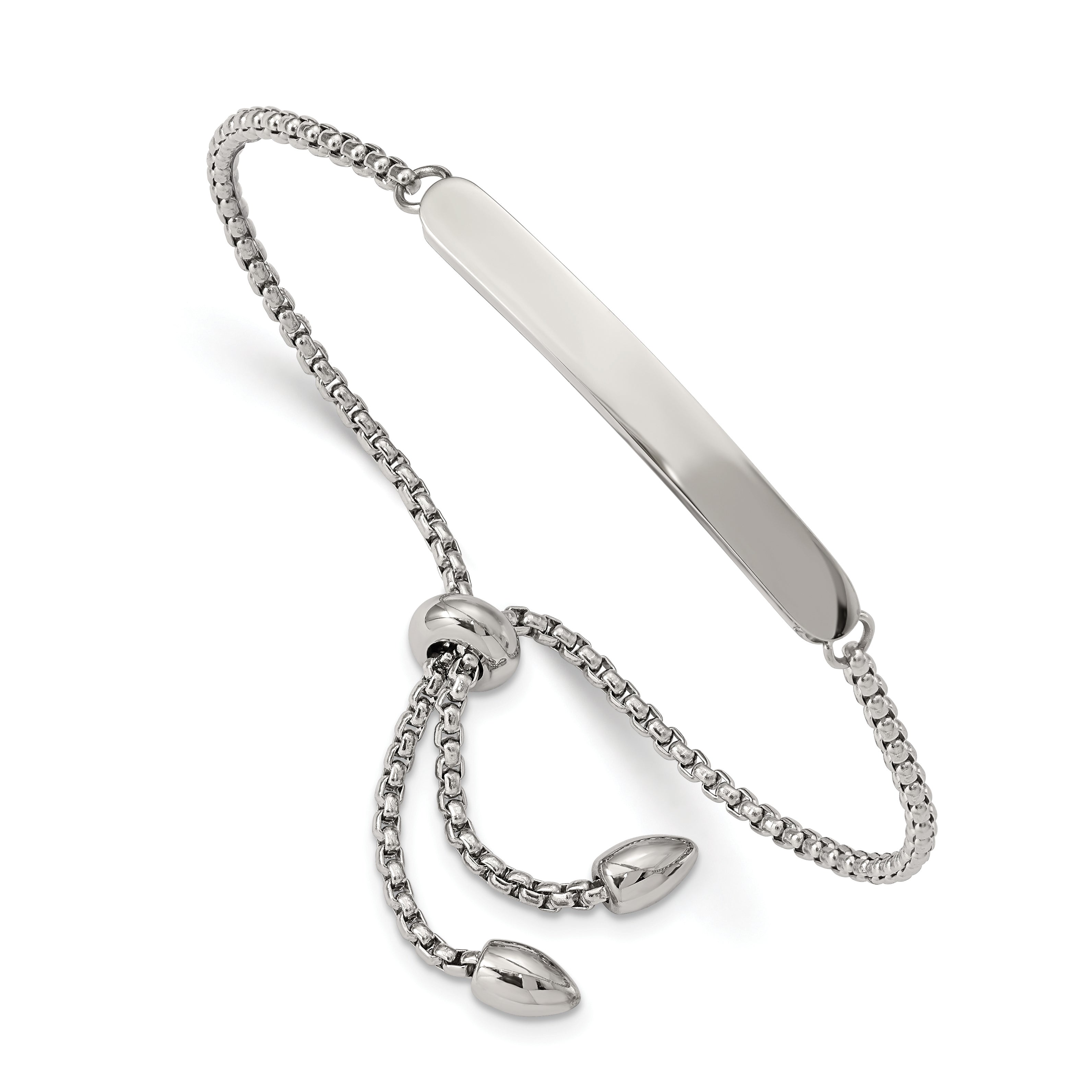 Stainless Steel Polished Adjustable ID Bracelet for Women