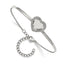 Stainless Steel Polished with Cubic Zirconia Heart Bangle Bracelet with Extension for Women