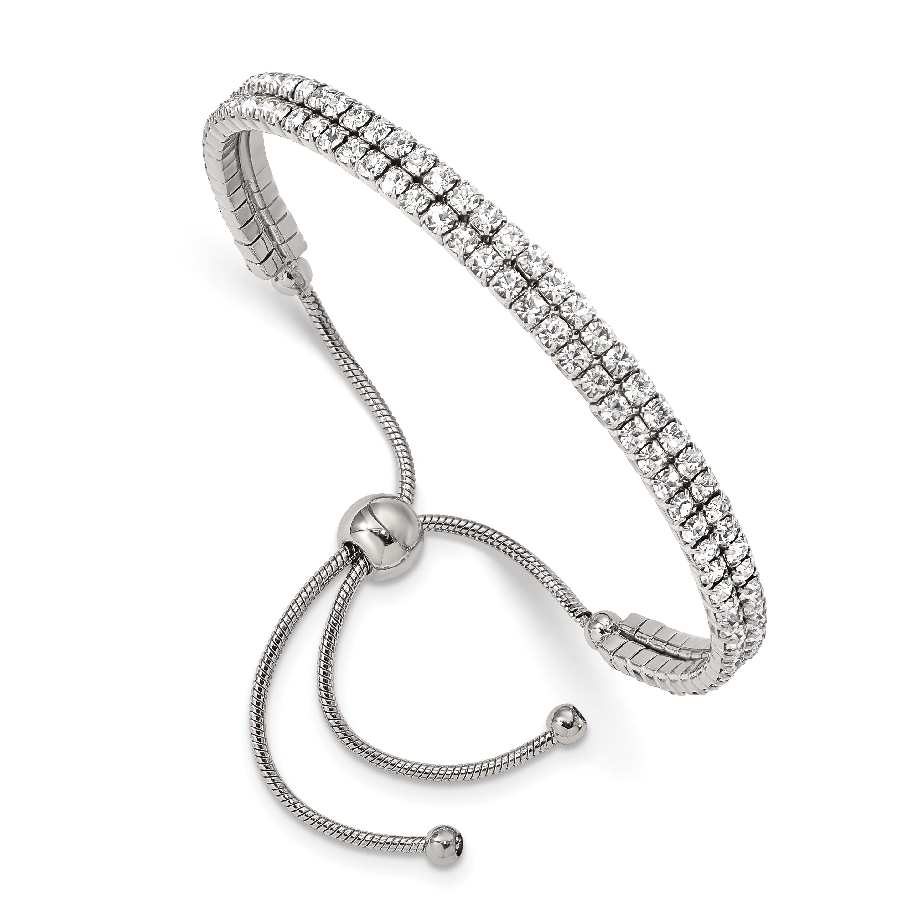 Stainless Steel Polished Preciosa Crystal Adjustable Bracelet for Women Main image