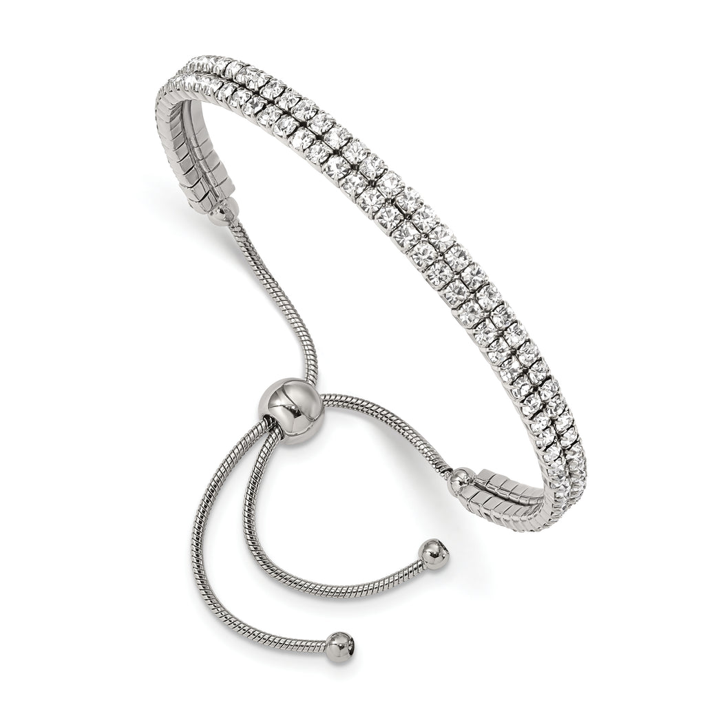 Stainless Steel Polished Preciosa Crystal Adjustable Bracelet for Women