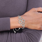 Stainless Steel Polished with Preciosa Crystal Circles Adjustable Bracelet for Women