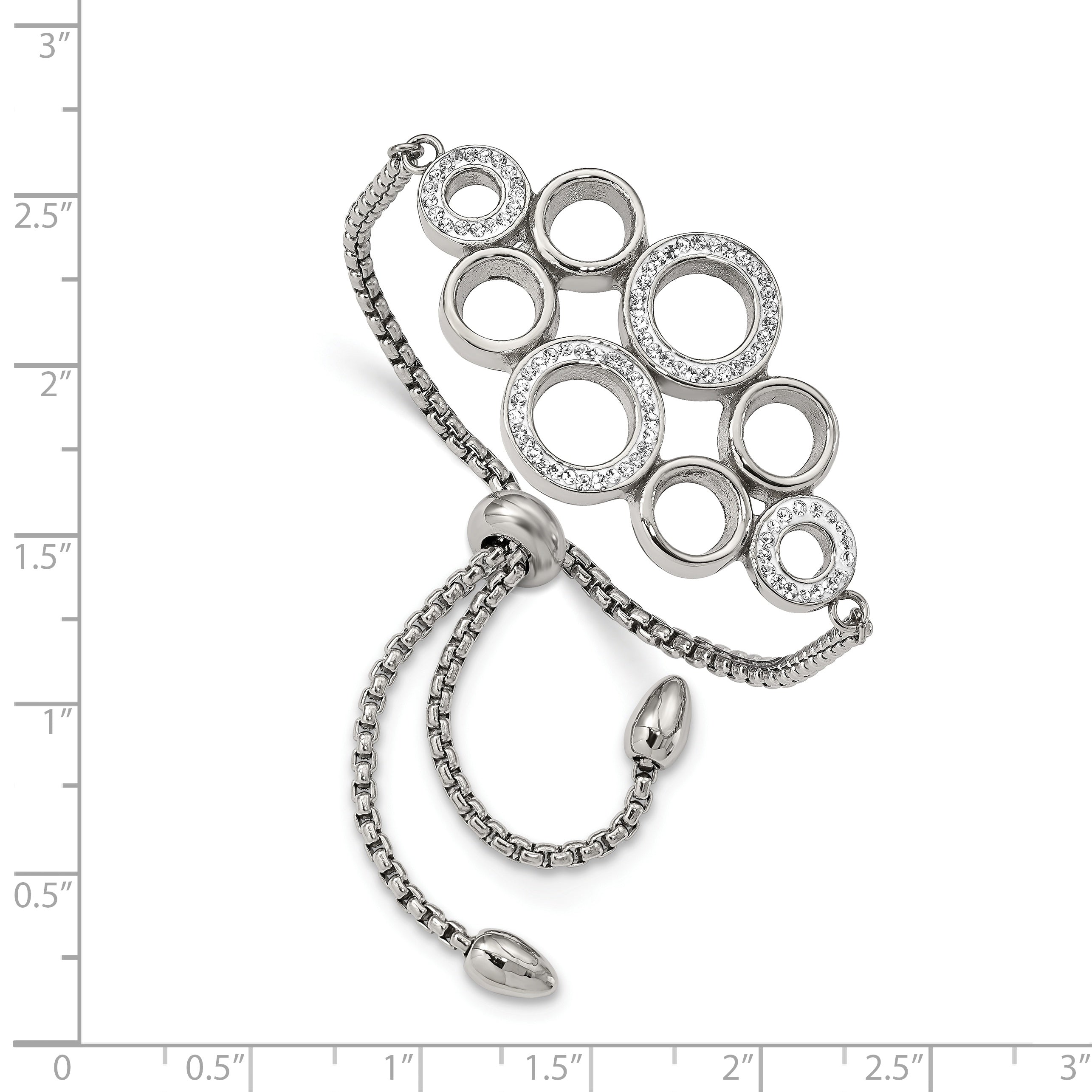 Stainless Steel Polished with Preciosa Crystal Circles Adjustable Bracelet for Women