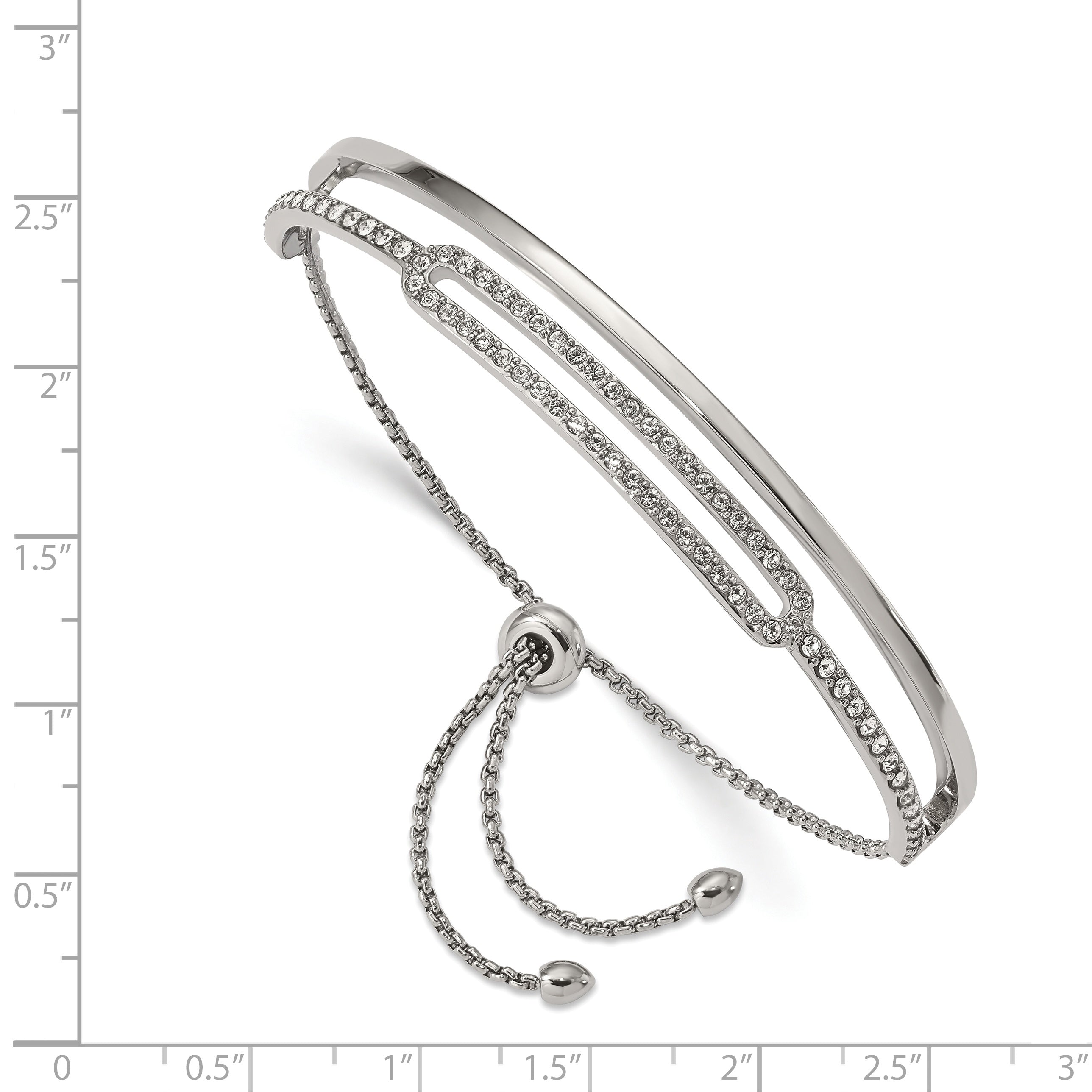 Stainless Steel Polished with Crystals Adjustable Bangle Bracelet for Women Secondary image