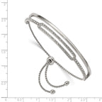 Stainless Steel Polished with Crystals Adjustable Bangle Bracelet for Women