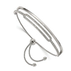 Stainless Steel Polished with Crystals Adjustable Bangle Bracelet for Women