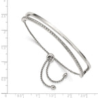 Stainless Steel Polished with Crystals Adjustable Bangle Bracelet for Women