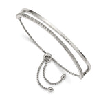 Stainless Steel Polished with Crystals Adjustable Bangle Bracelet for Women