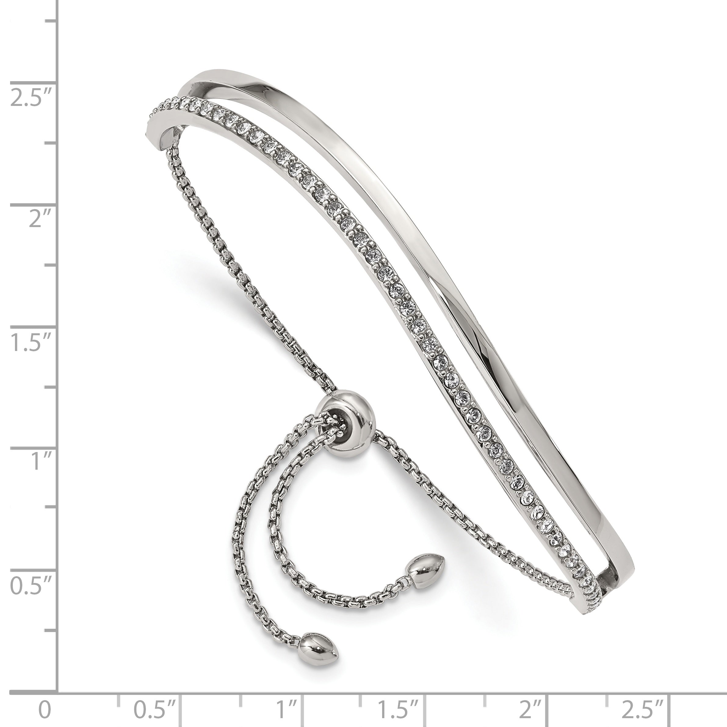 Stainless Steel Polished with Crystals Adjustable Bangle Bracelet for Women Secondary image