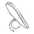 Stainless Steel Polished with Crystals Adjustable Bangle Bracelet for Women
