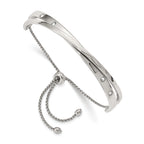 Stainless Steel Polished with Crystals Adjustable Bangle Bracelet for Women