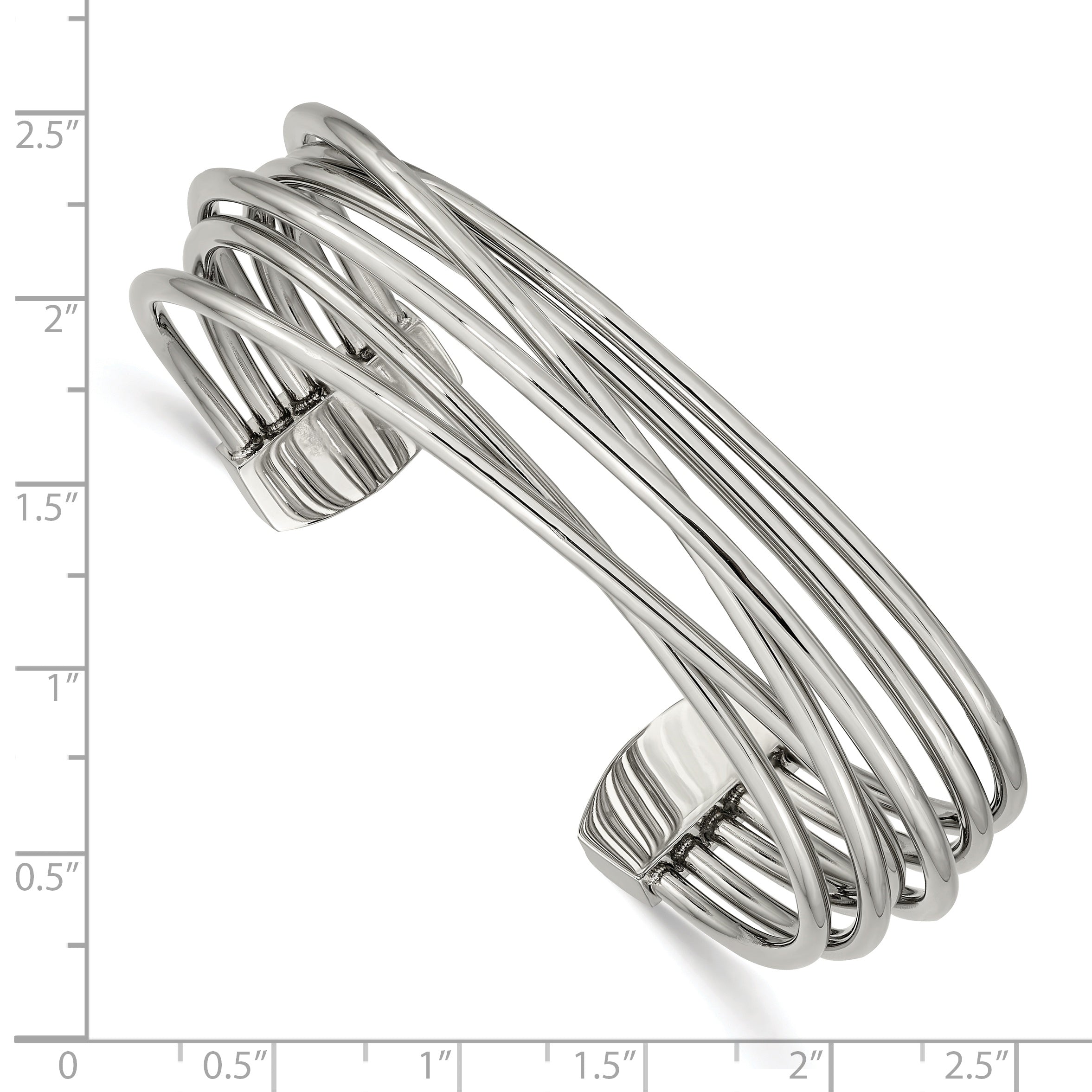 Stainless Steel Polished Twisted 18mm Cuff Bangle Bracelet for Women