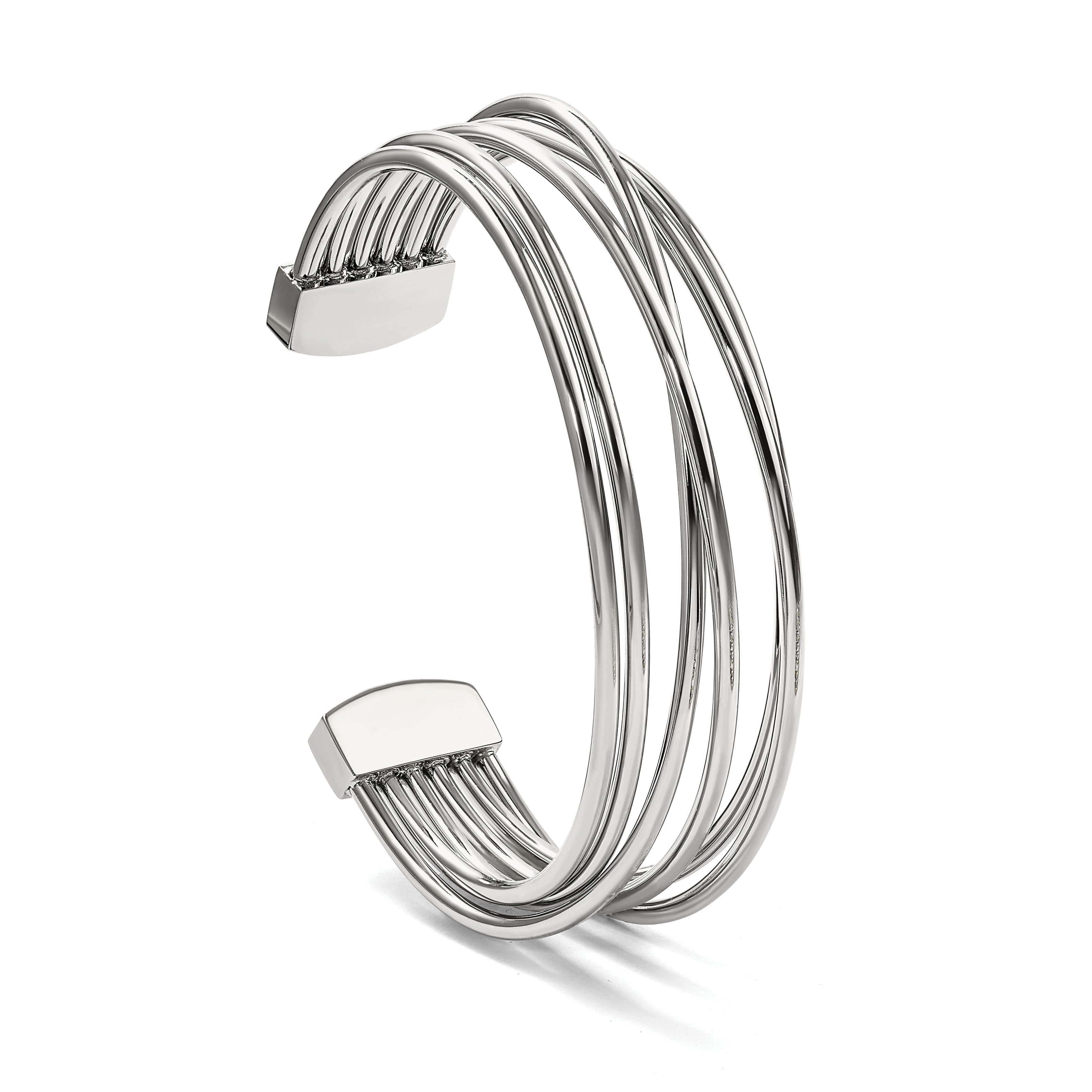 Stainless Steel Polished Twisted 18mm Cuff Bangle Bracelet for Women