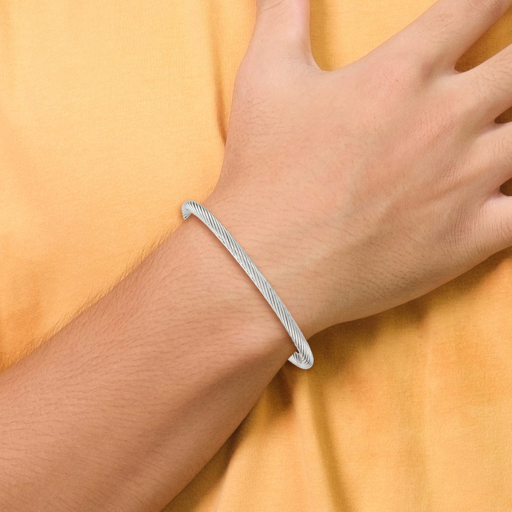 Stainless Steel Polished Cuff Bangle Bracelet for Men