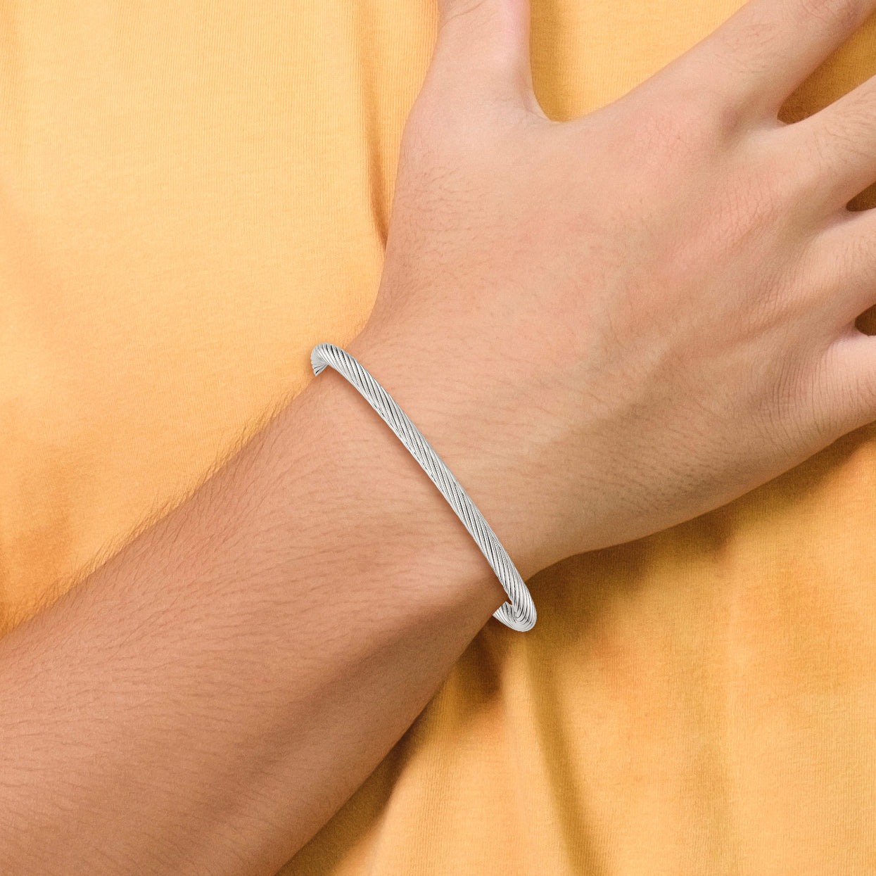 Stainless Steel Polished Cuff Bangle Bracelet for Men
