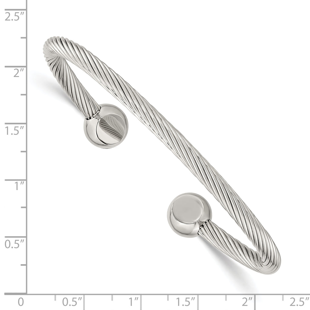 Stainless Steel Polished Cuff Bangle Bracelet for Men