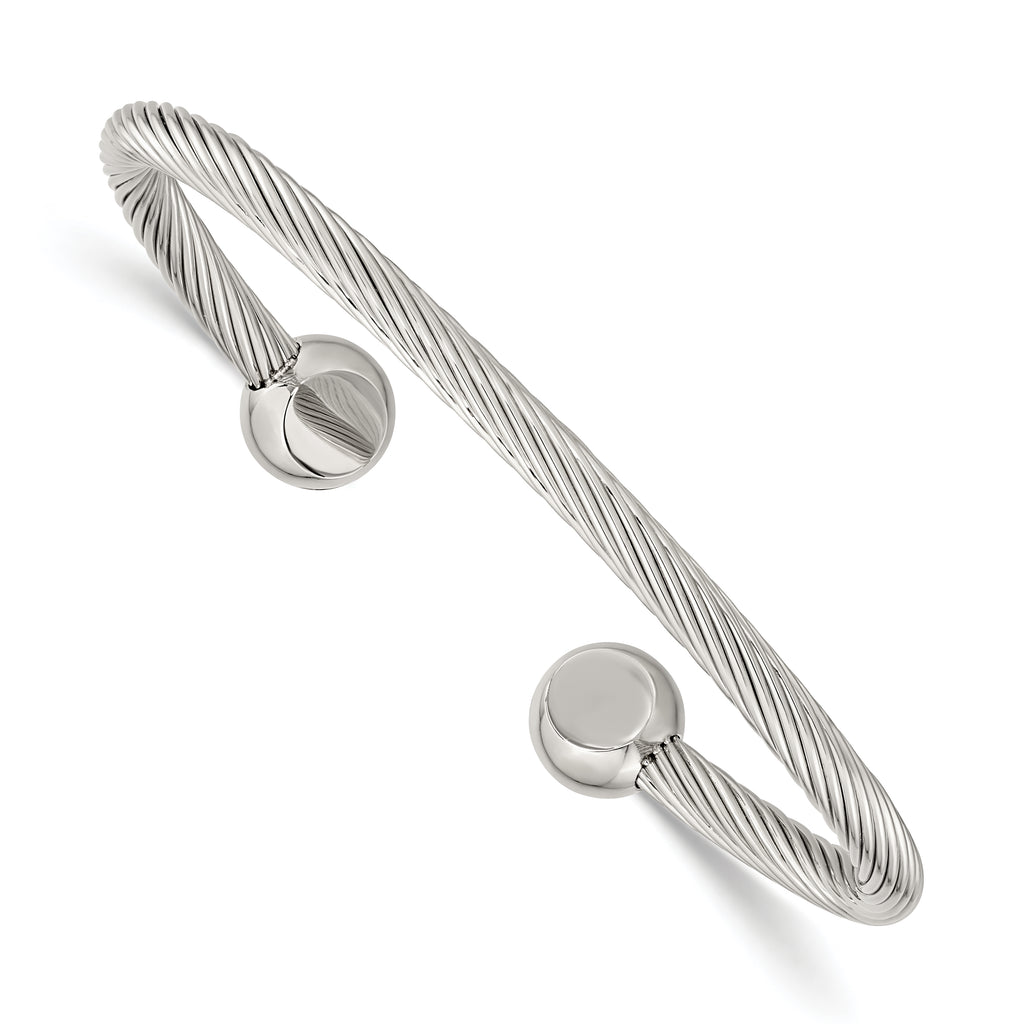 Stainless Steel Polished Cuff Bangle Bracelet for Men