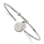 Stainless Steel Polished with Preciosa Crystal and Infinity Dangles Flexible Cuff Bangle Bracelet for Women