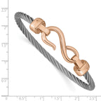 Stainless Steel Polished Flexible Wire Rose IP-plated Hook Bangle Bracelet for Women