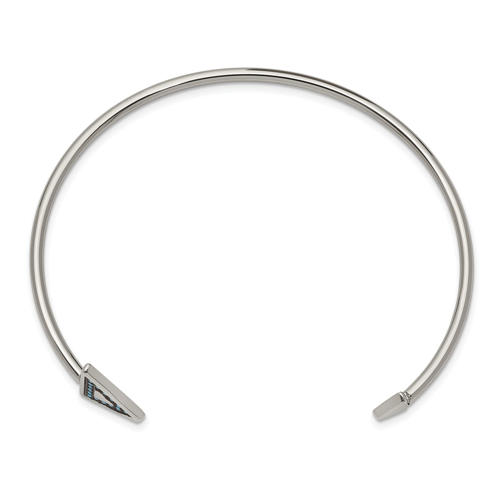Stainless Steel Polished with Reconstructed Turquoise Triangle Bangle Bracelet for Women