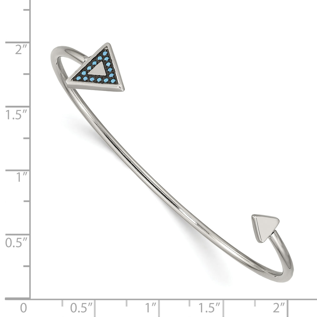 Stainless Steel Polished with Reconstructed Turquoise Triangle Bangle Bracelet for Women