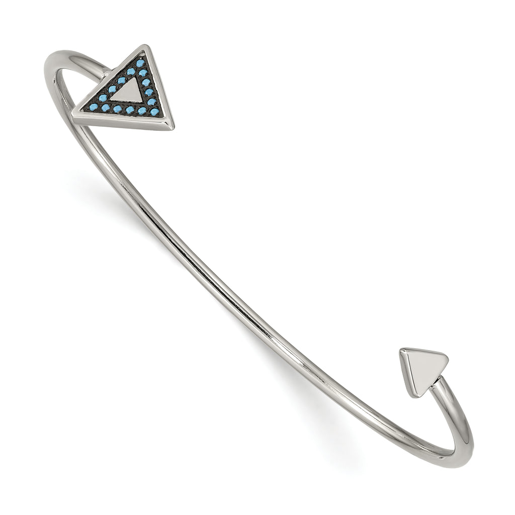 Stainless Steel Polished with Reconstructed Turquoise Triangle Bangle Bracelet for Women