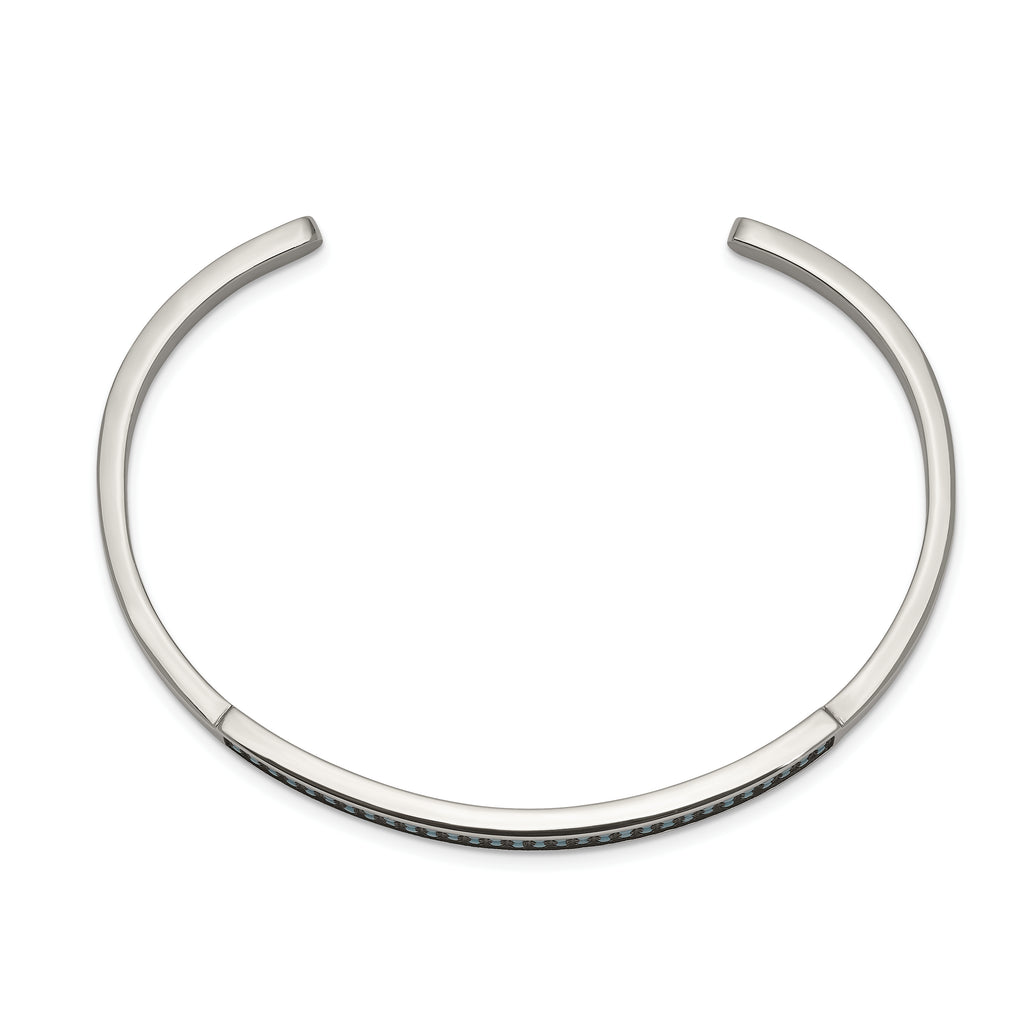 Stainless Steel Polished with Reconstructed Turquoise 5mm Cuff Bangle Bracelet for Women