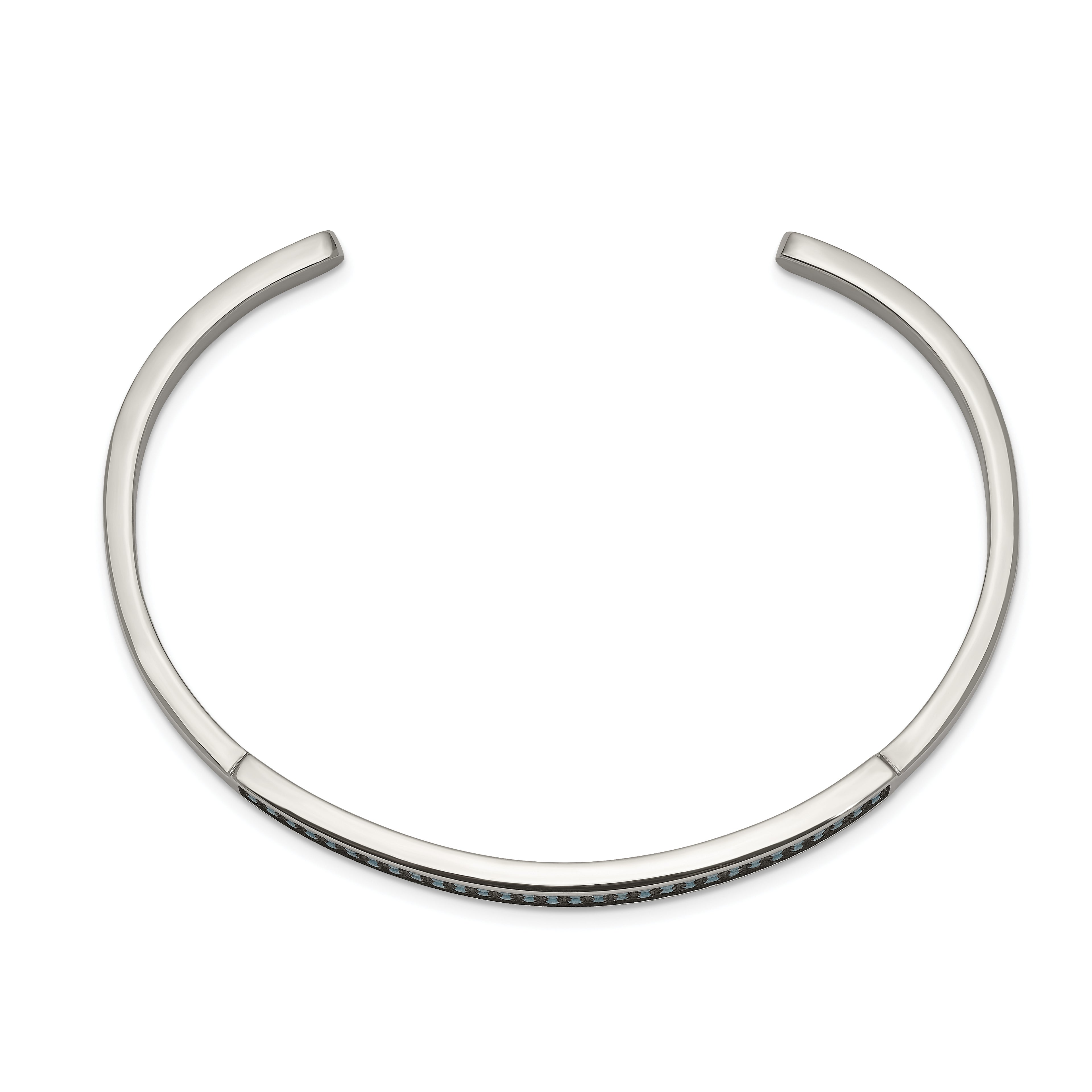 Stainless Steel Polished with Reconstructed Turquoise 5mm Cuff Bangle Bracelet for Women