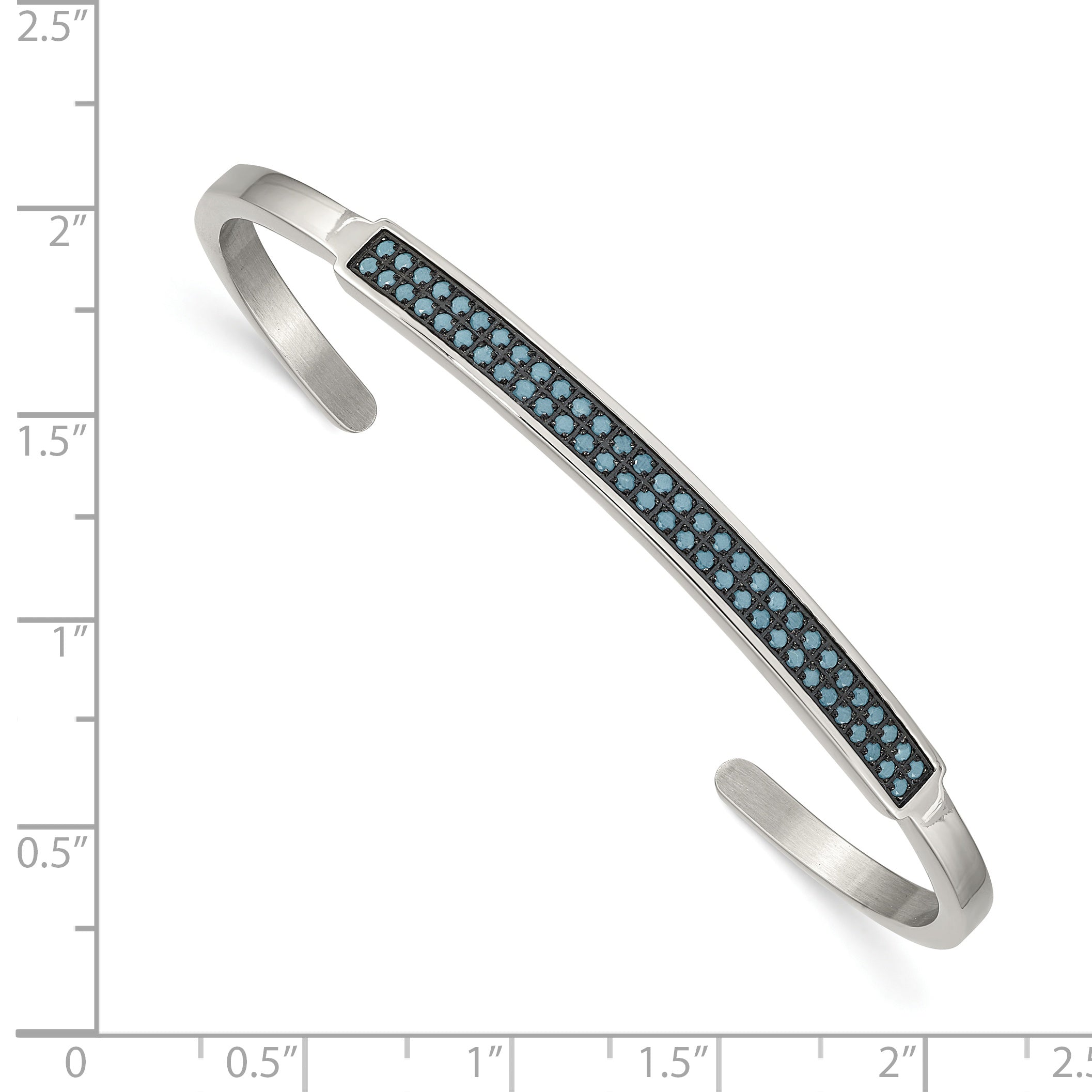 Stainless Steel Polished with Reconstructed Turquoise 5mm Cuff Bangle Bracelet for Women