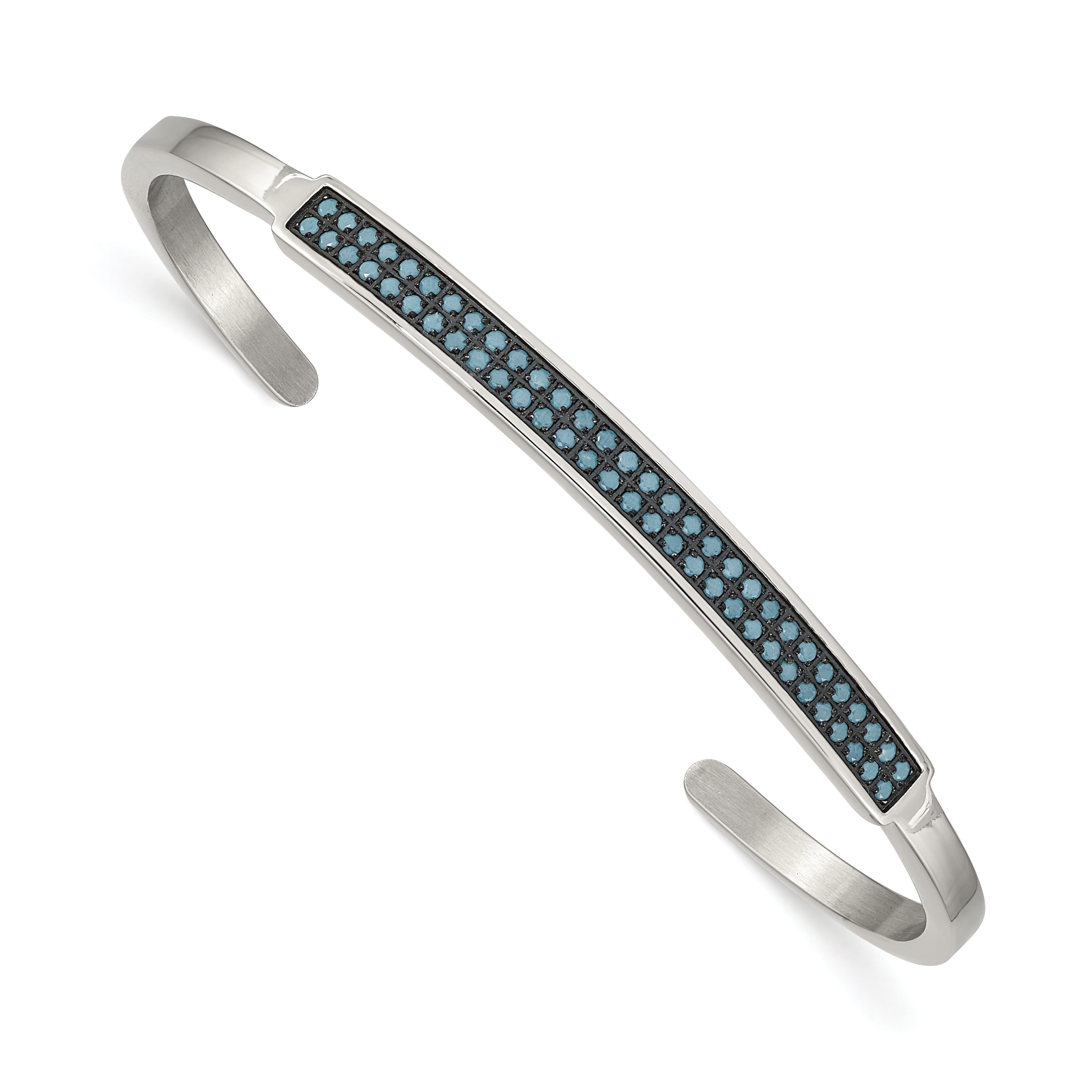 Stainless Steel Polished with Reconstructed Turquoise 5mm Cuff Bangle Bracelet for Women Main image