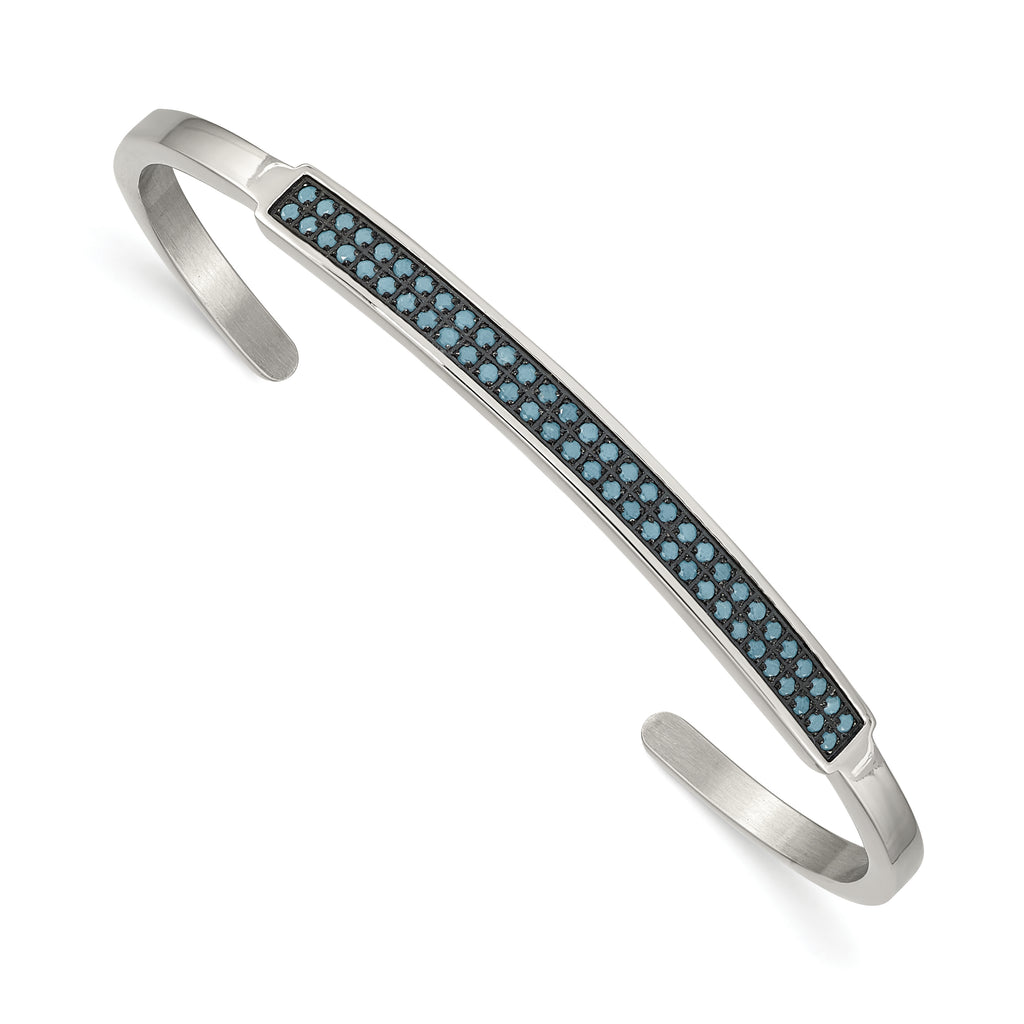 Stainless Steel Polished with Reconstructed Turquoise 5mm Cuff Bangle Bracelet for Women