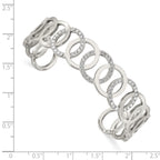 Stainless Steel Polished with Crystals 14.5mm Circles Cuff Bangle Bracelet for Women
