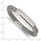 Stainless Steel Polished Mesh 2-Strand Adjustable ID Bracelet for Women