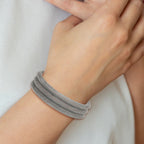 Stainless Steel Polished Mesh 3-Strand Bracelet for Women